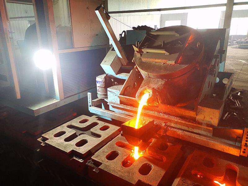 Automated casting molding and pouring line for casting production of motor end caps