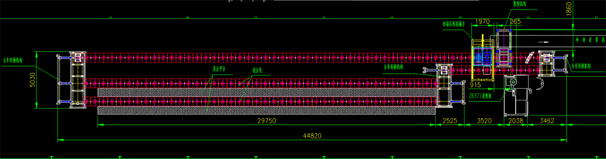 Full automatic horizontal molding line drawing