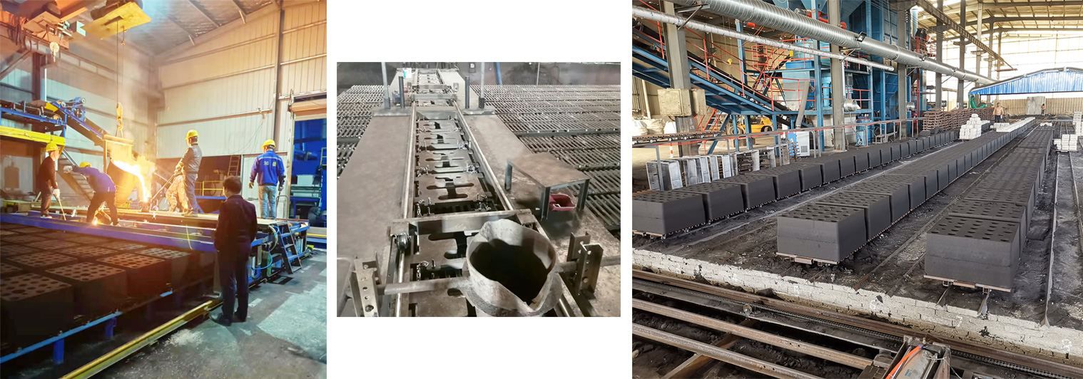 Automated sand mold pouring line